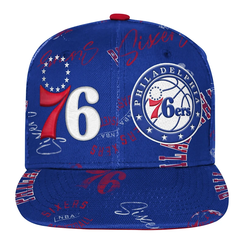 Casquette Snapback Youth Outerstuff Royal Philadelphia 76ers Street Hooper à imprimé intégral