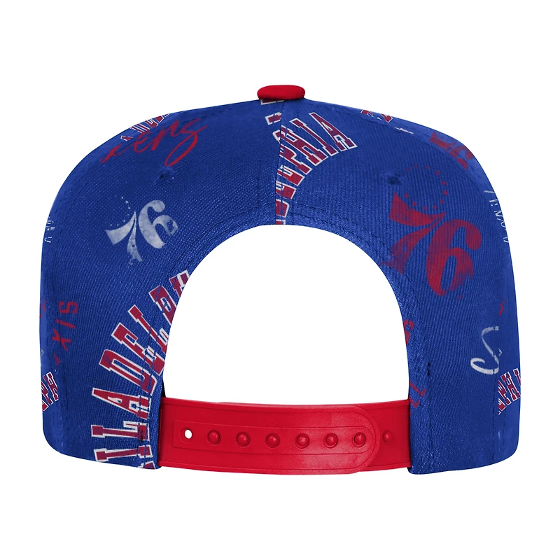 Casquette Snapback Youth Outerstuff Royal Philadelphia 76ers Street Hooper à imprimé intégral