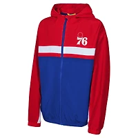 Youth Red Philadelphia 76ers Headliner Windbreaker Full-Zip Hoodie Jacket