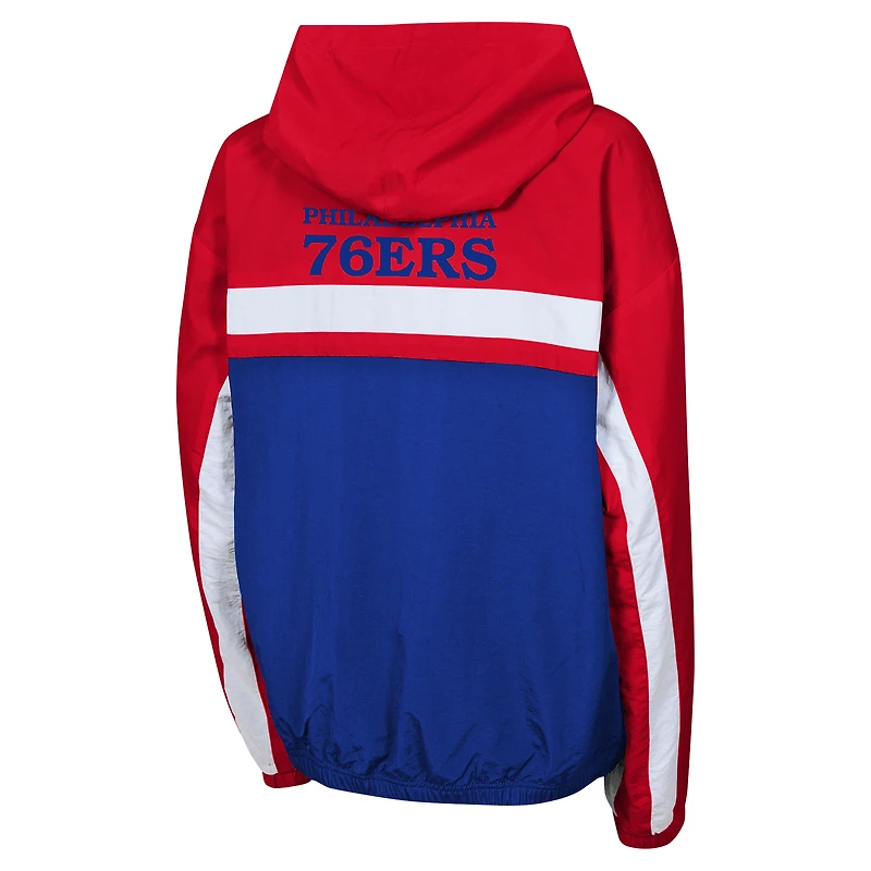 Youth Red Philadelphia 76ers Headliner Windbreaker Full-Zip Hoodie Jacket