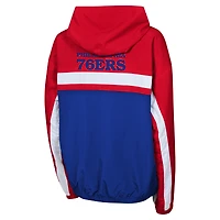 Youth Red Philadelphia 76ers Headliner Windbreaker Full-Zip Hoodie Jacket