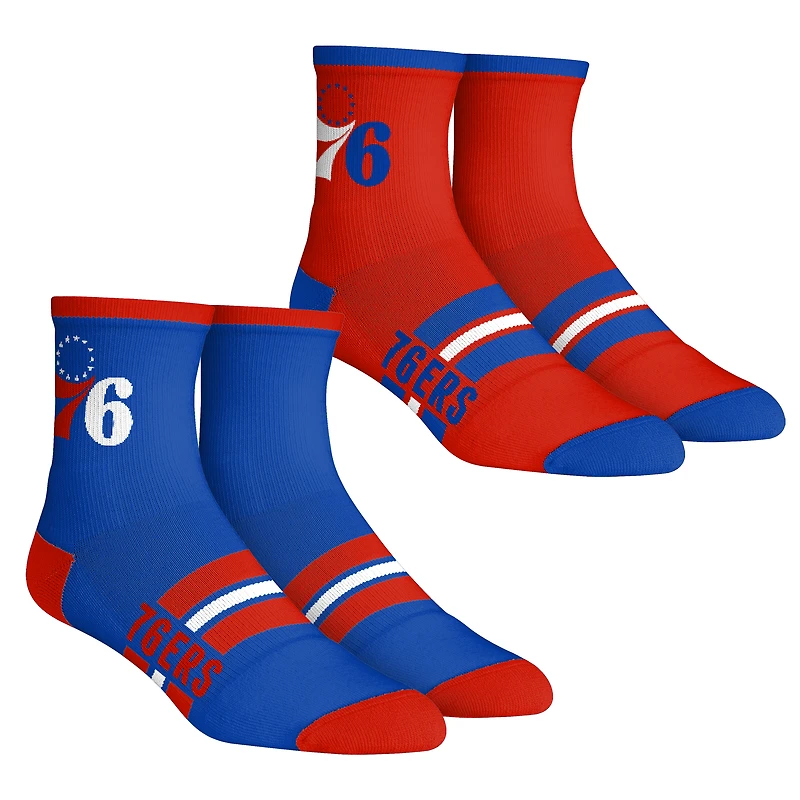 Youth Rock Em Socks Philadelphia 76ers 2-Pack Multi Stripe Quarter Socks Set
