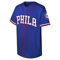 Youth Royal Philadelphia 76ers Stitch Full-Button Baseball  Jersey