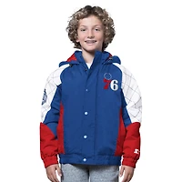 Veste à capuche zippée All Time Pro Jr. des Philadelphia 76ers pour jeunes, bleu royal/rouge