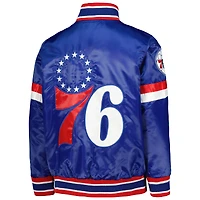 Veste universitaire en satin à bouton-pression pour jeunes Starter Royal/Rouge Philadelphia 76ers Home Game
