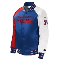 Youth Starter Royal Philadelphia 76ers Raglan Full-Snap Varsity Jacket