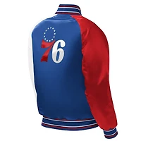 Veste universitaire à boutons-pression raglan Royal Philadelphia 76ers pour jeune