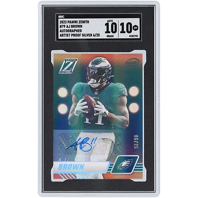 A.J. Brown Philadelphia Eagles Autographed 2023 Panini Zenith Artist Proof Silver #79 #6/25 SGC Authenticated 10/10 Card