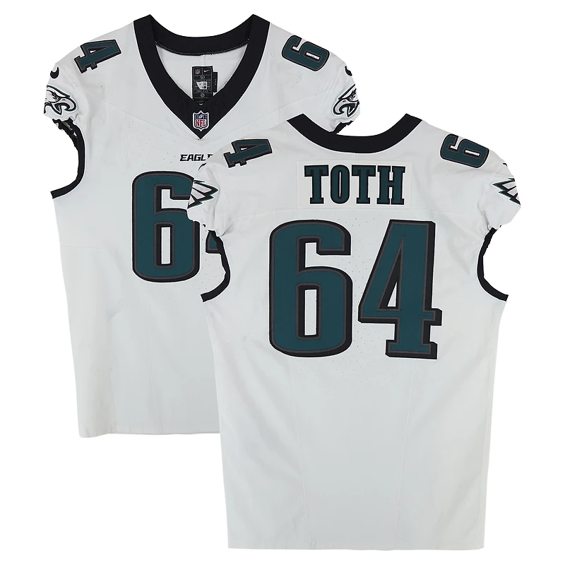 Brett Toth Philadelphia Eagles Game-Used #64 White Nike Jersey vs. New England Patriots on August 15 & Minnesota Vikings on August 24, 2024