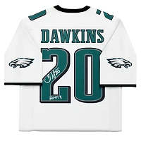 Brian Dawkins Philadelphia Eagles Autographed 2004 White Mitchell & Ness Authentic Jersey with "HOF 18" Inscription 