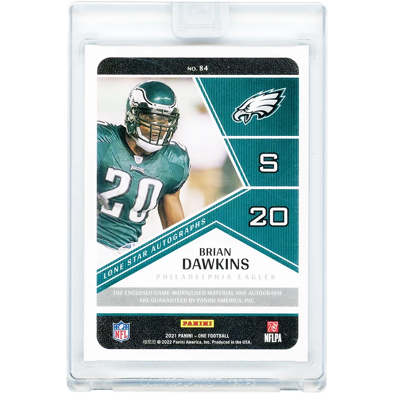 Brian Dawkins Philadelphia Eagles Autographed 2021 Panini One Red Lone Star Autograph Game-Used Quad-Color Relic #84 #4/7 Card