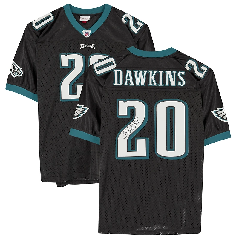 Maillot authentique noir Mitchell & Ness autographié par Brian Dawkins des Eagles de Philadelphie