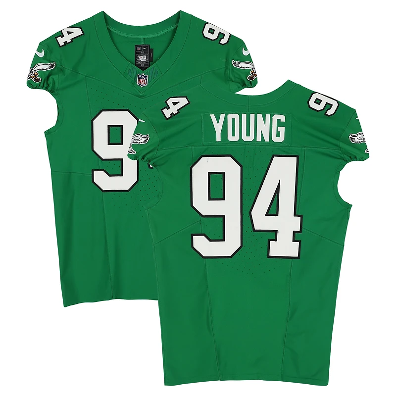 Byron Young Philadelphia Eagles Game-Used #94 Kelly Green Jersey vs. New York Giants on October 26, 2025