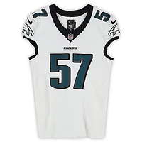 Maillot blanc n° 57 porté par Cal Adomitis des Eagles de Philadelphie contre les Chargers de Los Angeles le 8 décembre 2025