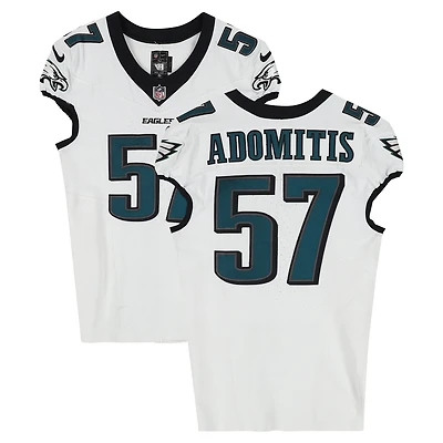 Cal Adomitis Philadelphia Eagles Game-Used #57 White Jersey vs. Los Angeles Chargers on December 8, 2025