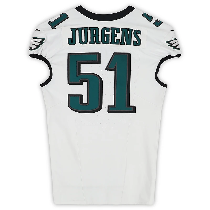 Cam Jurgens Philadelphia Eagles Game-Used #51 White Jersey vs. Los Angeles Rams on September 21, 2025