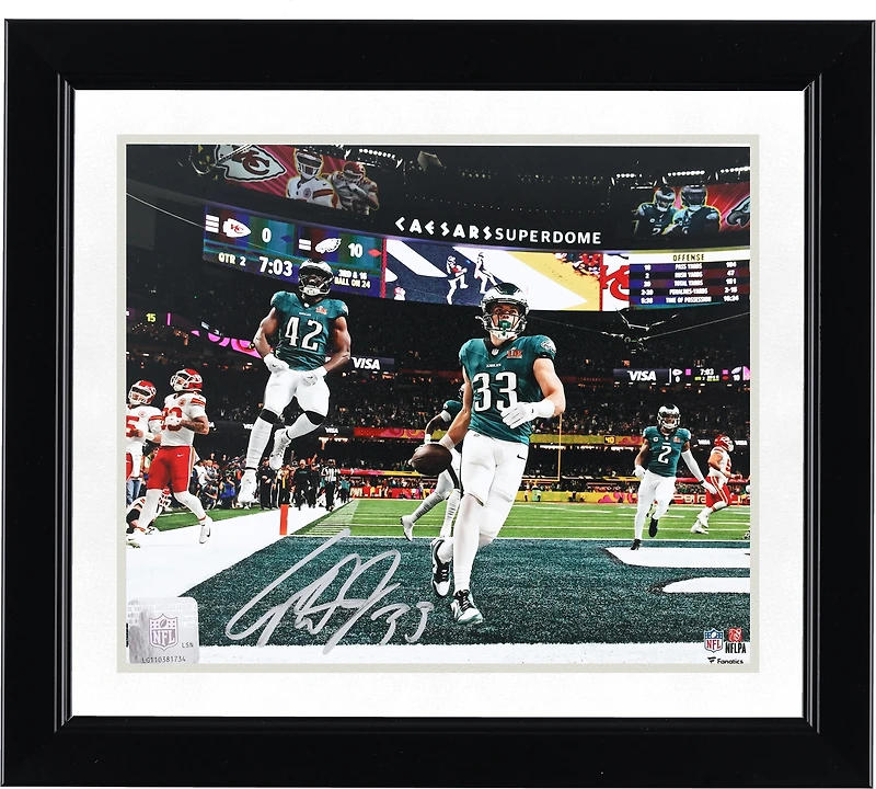 Cooper DeJean Philadelphia Eagles Autographed 8" x 10" Super Bowl LIX Pick Six Photograph
