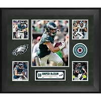 Collage encadré de 5 photos (51 x 61 cm) des Eagles de Philadelphie de Cooper DeJean, avec un morceau de ballon de football utilisé lors d'un match - Édition limitée à 500 exemplaires