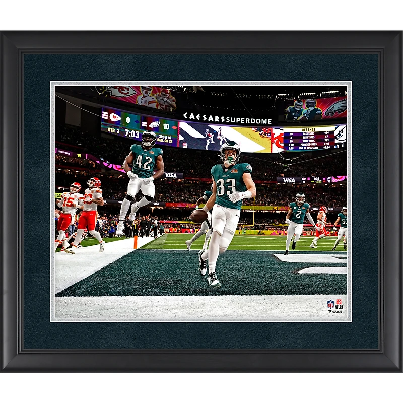 Photographie encadrée de Cooper DeJean des Philadelphia Eagles, champions du Super Bowl LIX, 16" x 20" Pick Six contre Kansas City Chiefs