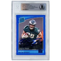 Dallas Goedert Philadelphia Eagles Autographed 2018 Donruss Rated Rookies Press Proof Blue #347 Beckett Fanatics Witnessed Authenticated Rookie Card