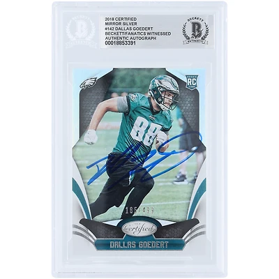 Dallas Goedert Philadelphia Eagles Autographed 2018 Panini Certified Mirror Silver #142 #/499 Beckett Fanatics Witnessed Authenticated Rookie Card