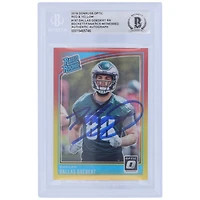 Dallas Goedert Philadelphia Eagles Carte de recrue authentifiée autographiée Panini Donruss Optic 2018 rouge et jaune classée n° 197 Beckett Fanatics