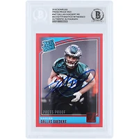 Dallas Goedert Philadelphia Eagles Autographed 2018 Panini Donruss Rated Rookie Press Proof Red #347 Beckett Fanatics Witnessed Authenticated Rookie Card