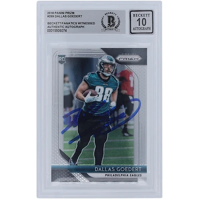 Dallas Goedert Philadelphia Eagles Autographed 2018 Panini Prizm #299 Beckett Fanatics Witnessed Authenticated 10 Rookie Card