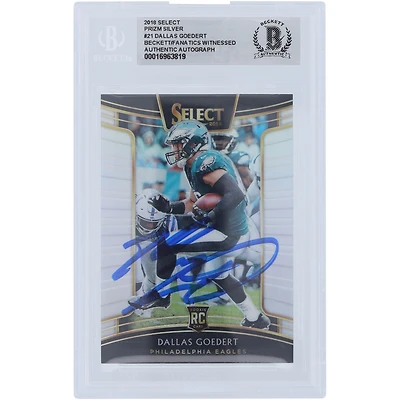 Dallas Goedert Philadelphia Eagles Autographed 2018 Panini Select Silver Prizm #21 Beckett Fanatics Witnessed Authenticated Rookie Card