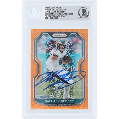 Dallas Goedert Philadelphia Eagles Autographed 2020 Panini Prizm Prizms Orange Lazer #171 Beckett Fanatics Witnessed Authenticated Card