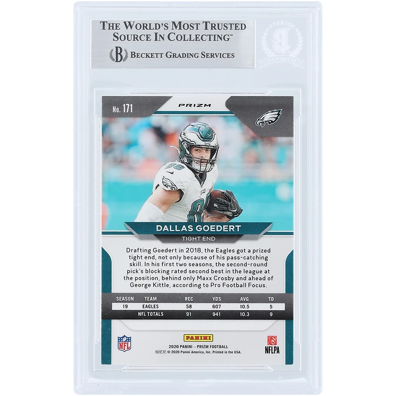 Dallas Goedert Philadelphia Eagles Autographed 2020 Panini Prizm Prizms Red Ice #171 Beckett Fanatics Witnessed Authenticated Card
