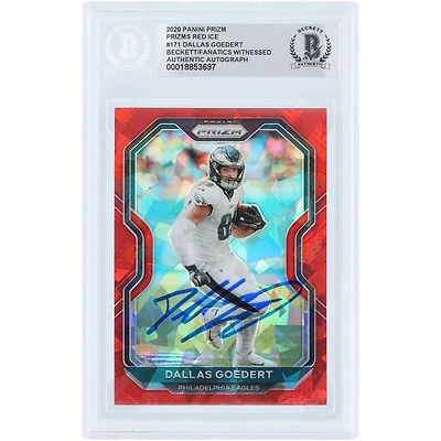 Dallas Goedert Philadelphia Eagles Autographed 2020 Panini Prizm Prizms Red Ice #171 Beckett Fanatics Witnessed Authenticated Card