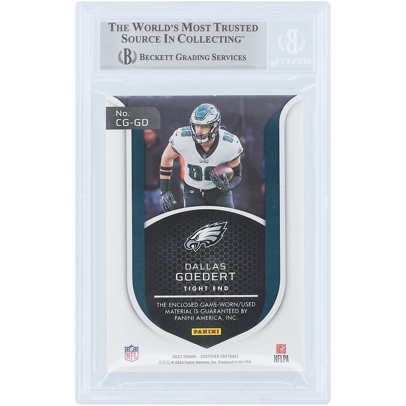 Dallas Goedert Philadelphia Eagles Autographed 2022 Panini Certified Certified Gamers GU Relic #CG-GD #/199 Beckett Fanatics Witnessed Authenticated Card