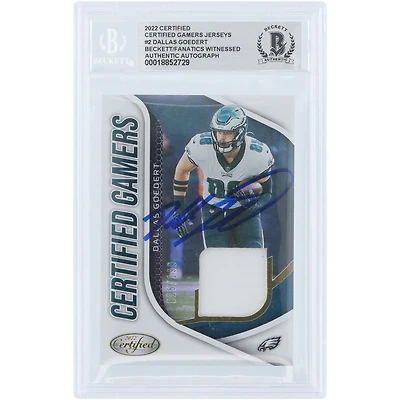 Dallas Goedert Philadelphia Eagles Autographed 2022 Panini Certified Certified Gamers GU Relic #CG-GD #/199 Beckett Fanatics Witnessed Authenticated Card