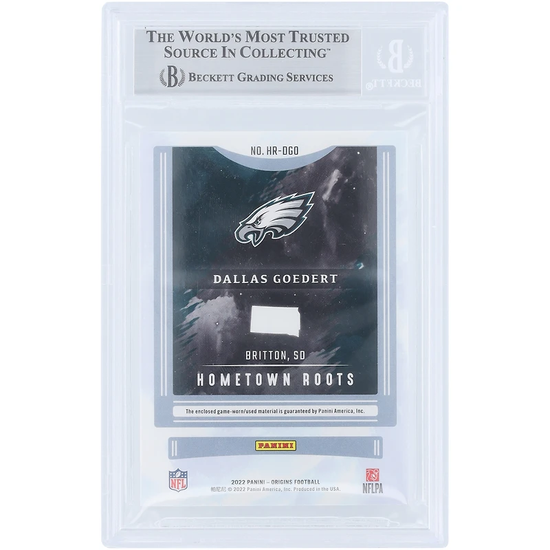 Dallas Goedert Philadelphia Eagles Autographed 2022 Panini Origins Hometown Roots GU Relic #HR-DGO #/99 Beckett Fanatics Witnessed Authenticated Card