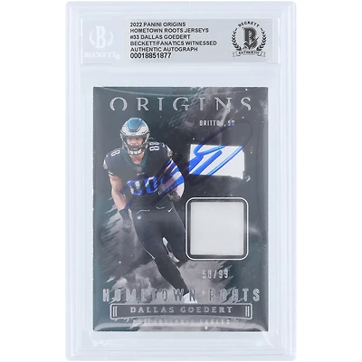 Dallas Goedert Philadelphia Eagles Autographed 2022 Panini Origins Hometown Roots GU Relic #HR-DGO #/99 Beckett Fanatics Witnessed Authenticated Card