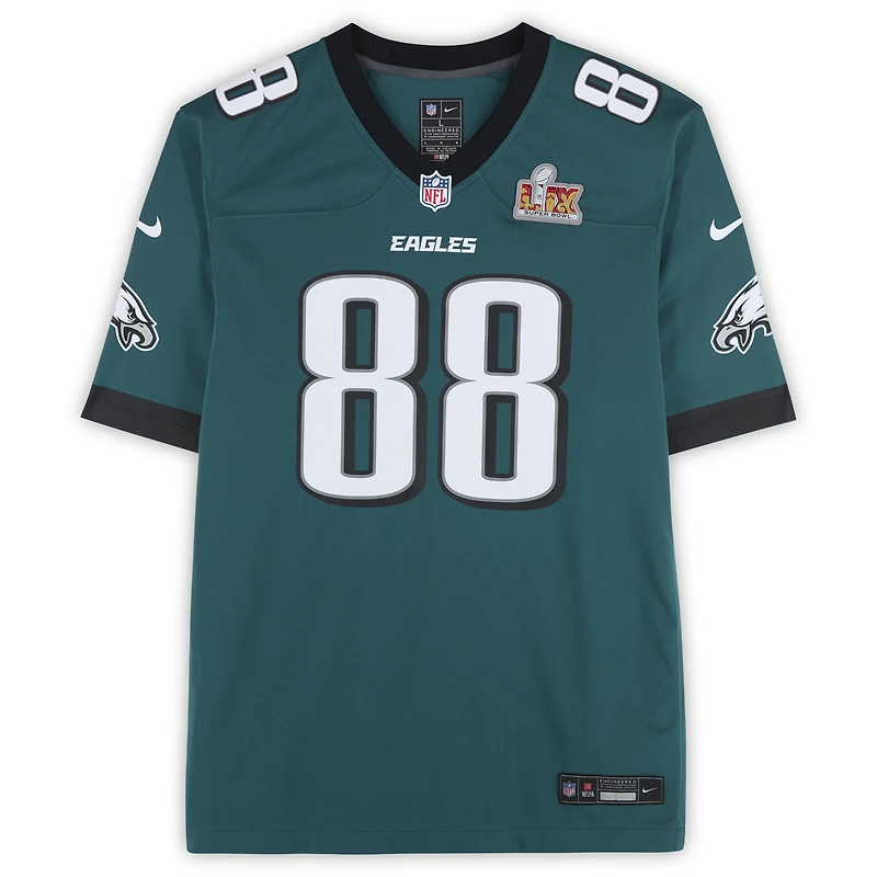 Dallas Goedert Philadelphia Eagles Autographed Super Bowl LIX Champions Nike Midnight Green Game Jersey 