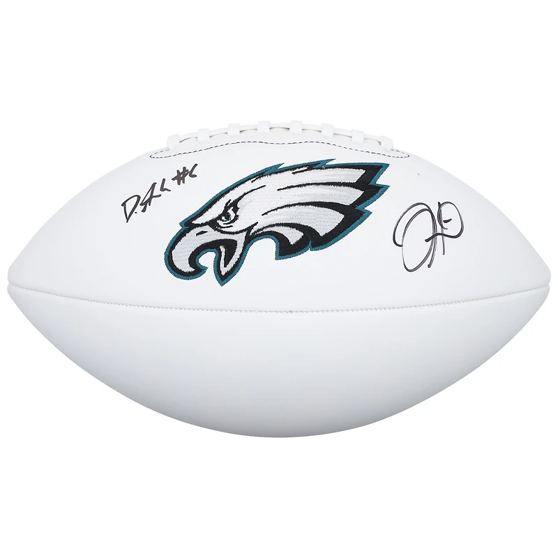 Ballon de football américain Wilson White Panel autographié par DeVonta Smith et Jalen Hurts des Eagles de Philadelphie