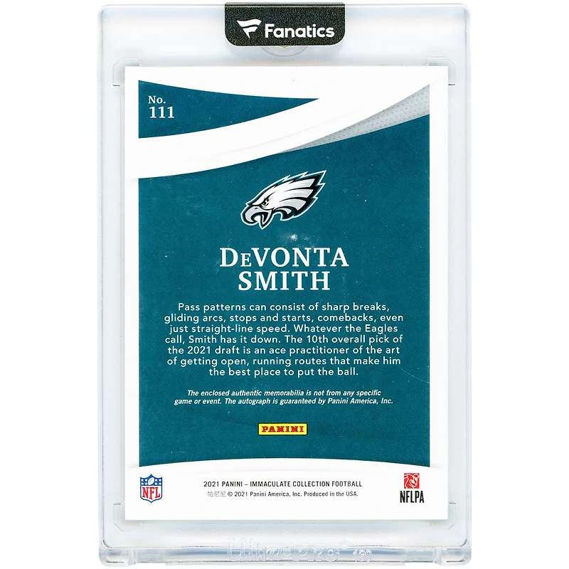 DeVonta Smith Philadelphia Eagles Autographed 2021 Panini Immaculate Collection Dual-Color RPA #111 #9/99 Rookie Card
