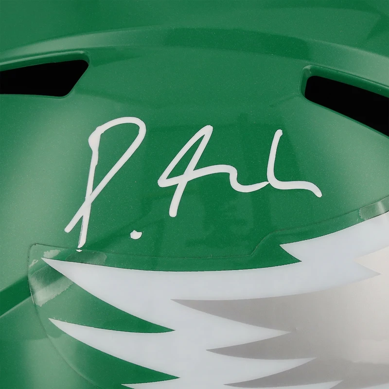 Casque réplique de vitesse alternative autographié Riddell 2023 Kelly Green des Philadelphia Eagles de DeVonta Smith