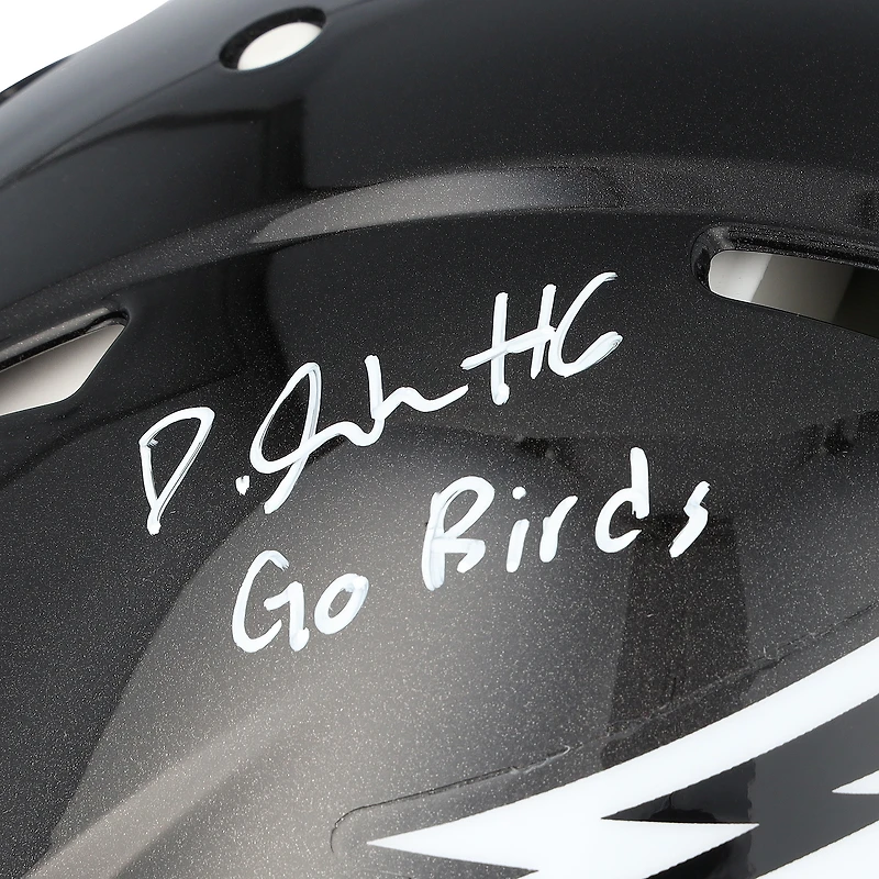 DeVonta Smith Philadelphia Eagles Autographed Riddell Black Alternate Speed Authentic Helmet with "Go Birds" Inscription