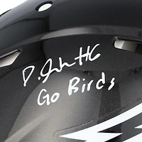 DeVonta Smith Philadelphia Eagles Autographed Riddell Black Alternate Speed Authentic Helmet with "Go Birds" Inscription