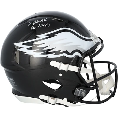 DeVonta Smith Philadelphia Eagles Autographed Riddell Black Alternate Speed Authentic Helmet with "Go Birds" Inscription