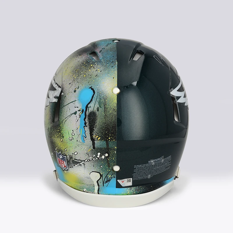 DeVonta Smith Philadelphia Eagles Autographed Riddell Speed Authentic Helmet - Art by Shawn Voelker - NF70444433