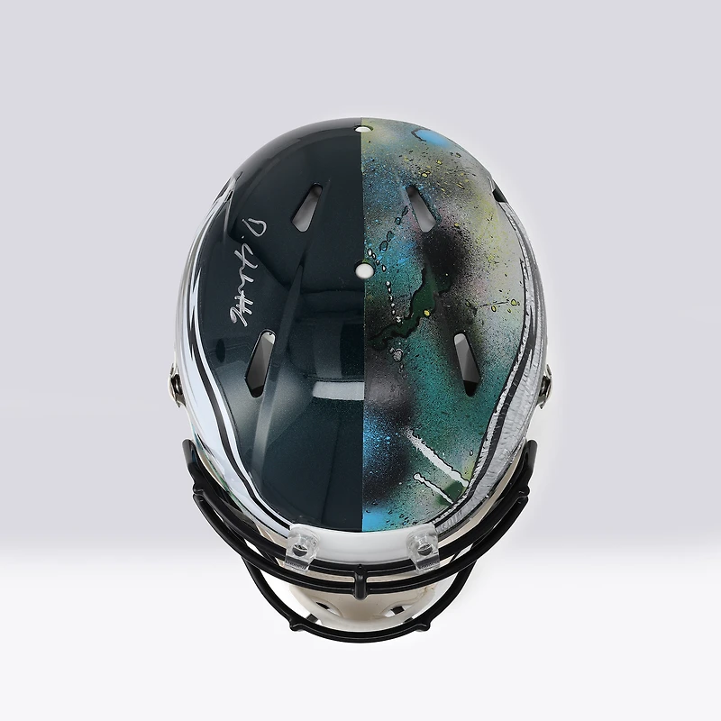 DeVonta Smith Philadelphia Eagles Autographed Riddell Speed Authentic Helmet - Art by Shawn Voelker - NF70444433