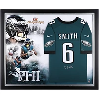 DeVonta Smith Philadelphia Eagles Autographed Super Bowl LIX Champions Framed Nike Midnight Green Game Jersey Collage