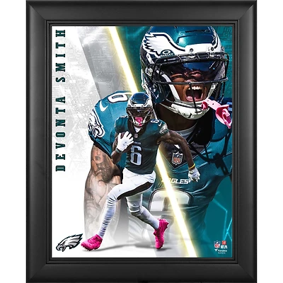 Collage encadré 13" x 16" de DeVonta Smith, représentant les Eagles de Philadelphie (Radiance Collage).