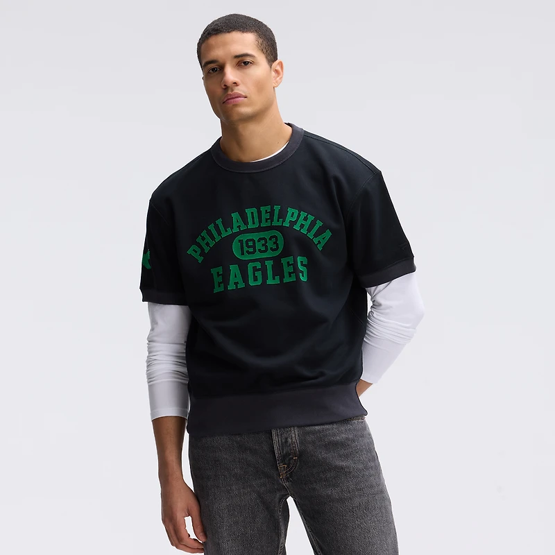 Sweat-shirt à manches courtes Fanatics Black Philadelphia Eagles Iconic Fleece