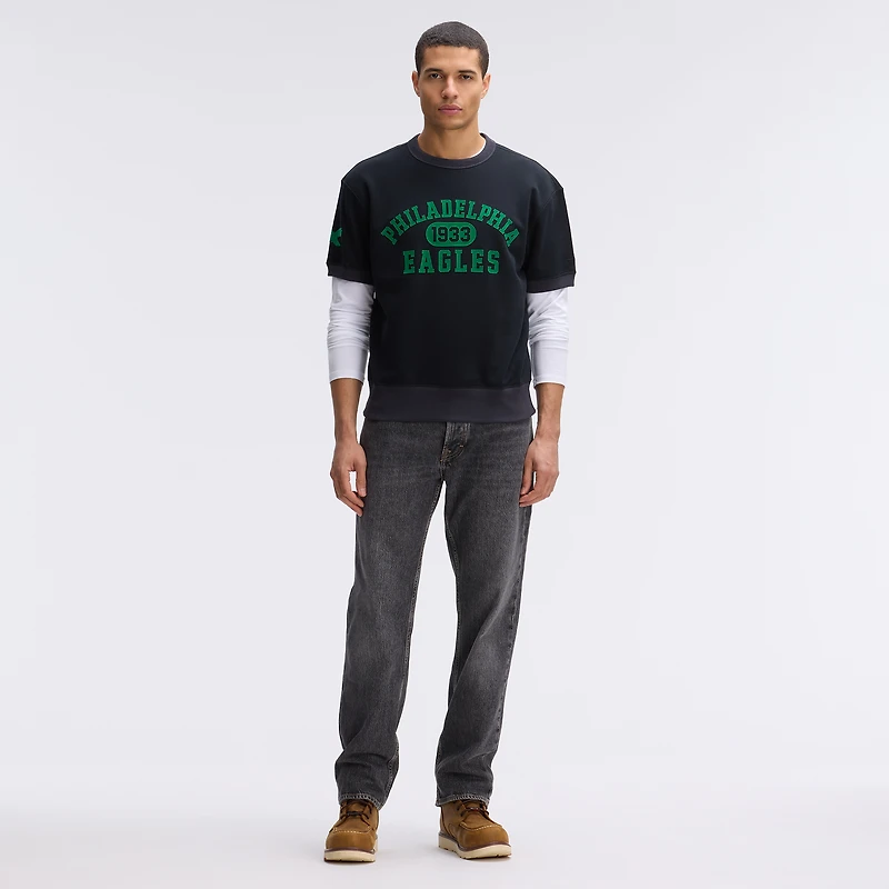 Sweat-shirt à manches courtes Fanatics Black Philadelphia Eagles Iconic Fleece