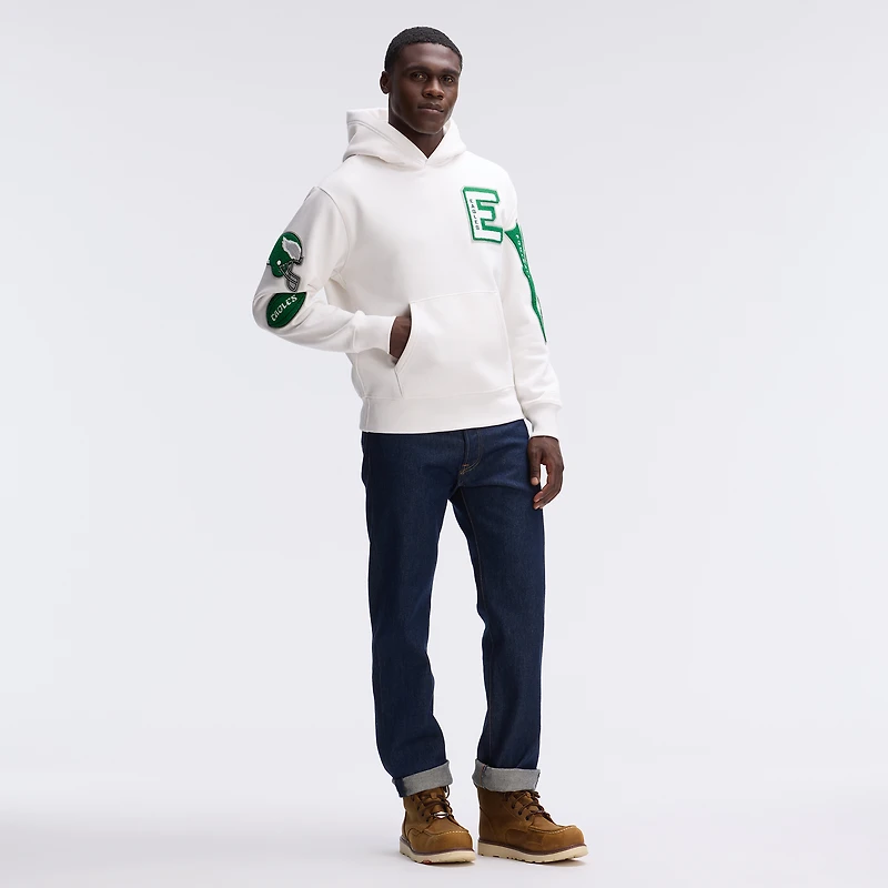 Fanatics Oatmeal Philadelphia Eagles IconicFleece Letterman Hoodie